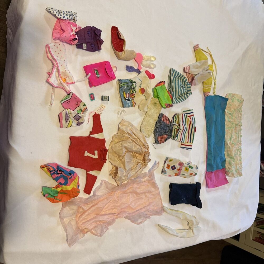 Lot of Vintage Barbie doll  1980s 1990s Clothing Dresses Vest Outfit Neon colors
